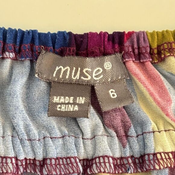 Muse Y2K Dress Multicolor Mod Babydoll Stretchy Wide Kimono Sleeves Boho Size 6 - Picture 5 of 8